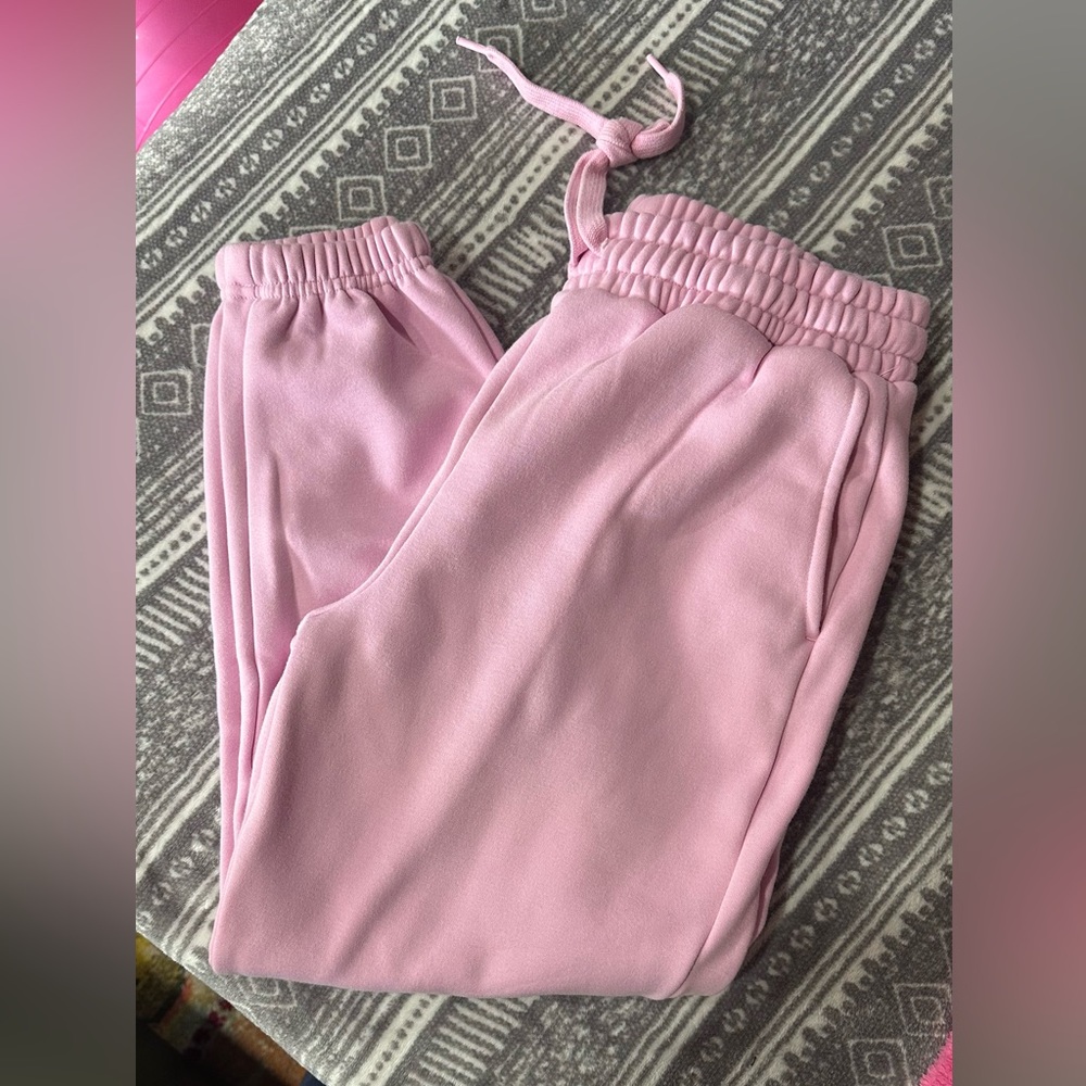 Fabletics Light Pink Elastic-Waist Track Joggers